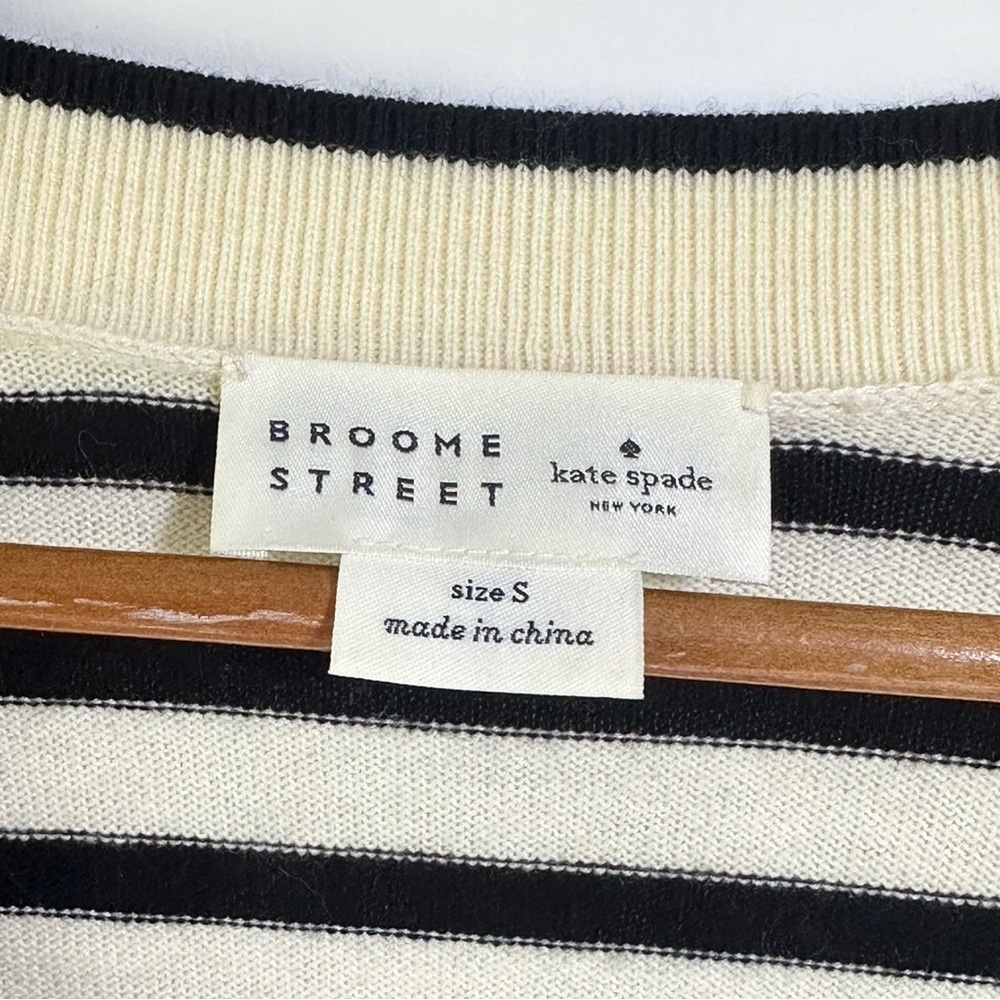 KATE SPADE Broome Street black white striped Pink Cadillac cardigan Sweater 50’s - Picture 5 of 7